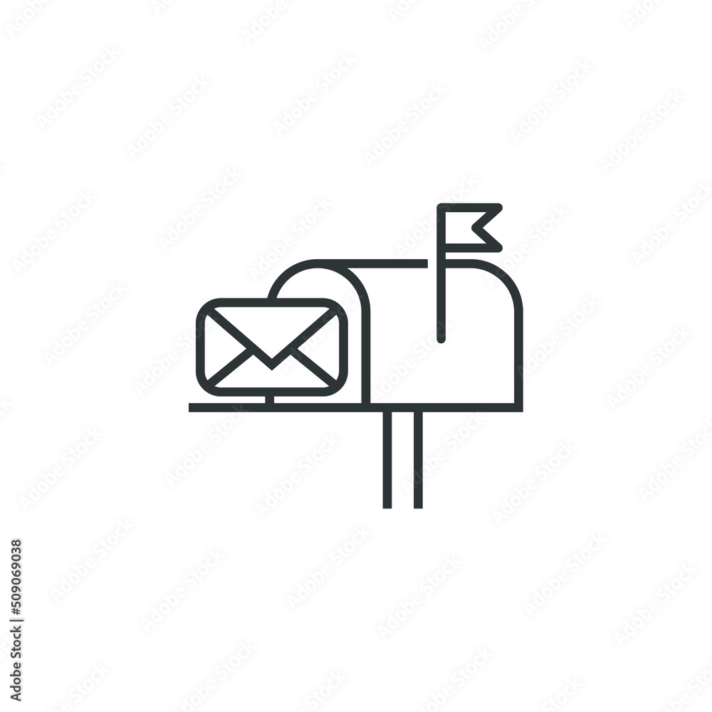 Poster vector sign of the mail box symbol is isolated on a white background. mail box icon color editable.