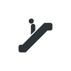 Vector sign of the Man on stairs going down symbol is isolated on a white background. Man on stairs going down icon color editable.
