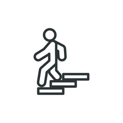 Vector sign of the Man on stairs going down symbol is isolated on a white background. Man on stairs going down icon color editable.
