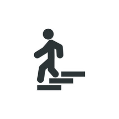 Vector sign of the Man on stairs going down symbol is isolated on a white background. Man on stairs going down icon color editable.
