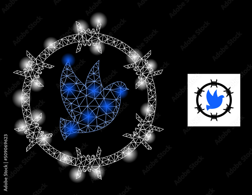 Poster glowing mesh dove jail constellation icon with lightspots. illuminated vector constellation based on