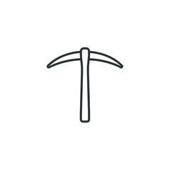 Vector sign of the Pickaxe symbol is isolated on a white background. Pickaxe icon color editable.