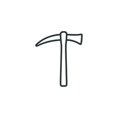 Vector sign of the Pickaxe symbol is isolated on a white background. Pickaxe icon color editable.