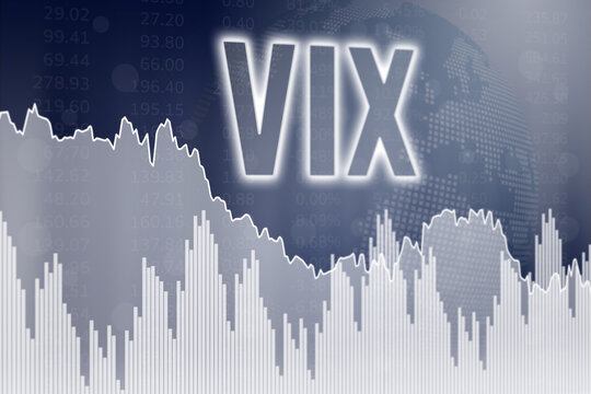 Financial term VIX (Volatility index) on green background. 3D render. Soft focus. Global economy concept