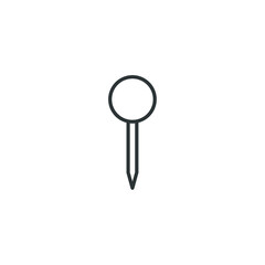 Vector sign of the Push pin symbol is isolated on a white background. Push pin icon color editable.