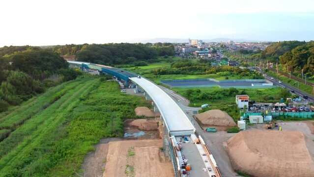 国道6号のバイパス道路工事と牛久沼（茨城県）