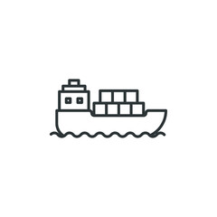 Vector sign of the ship symbol is isolated on a white background. ship icon color editable.