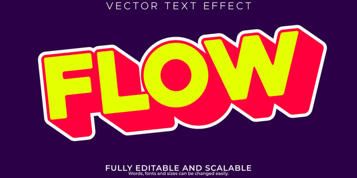 Flow Long Text Effect, Editable Modern Lettering Typography Font Style