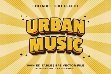 3d Urban Music Cartoon Editable Text Effect Premium Vector