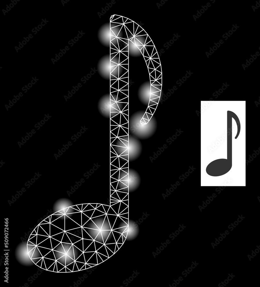 Poster bright network music note constellation icon with light spots. illuminated vector constellation base