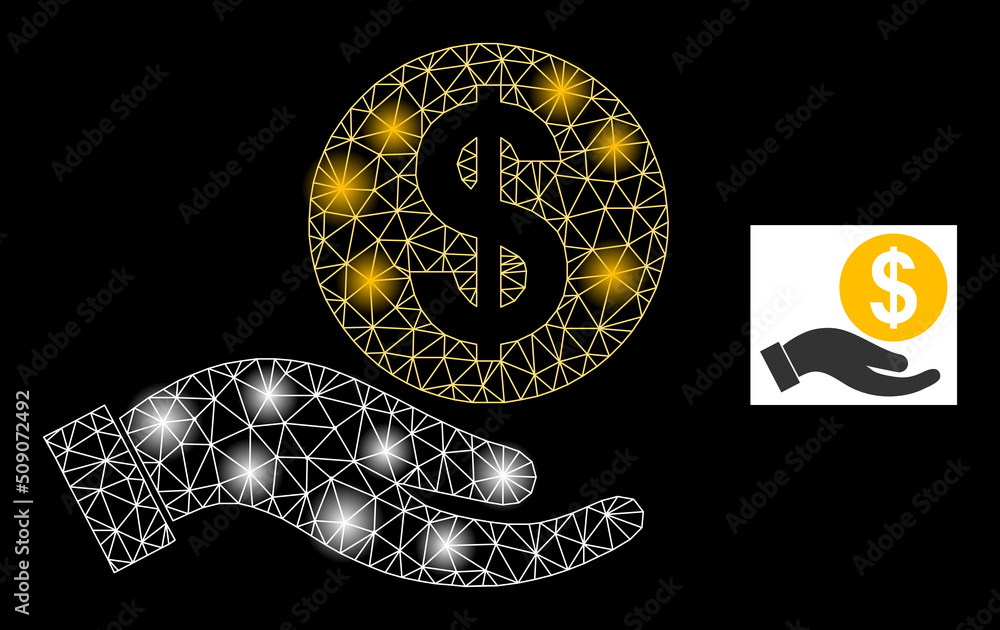 Poster glossy network salary constellation icon with light spots. illuminated vector constellation is creat