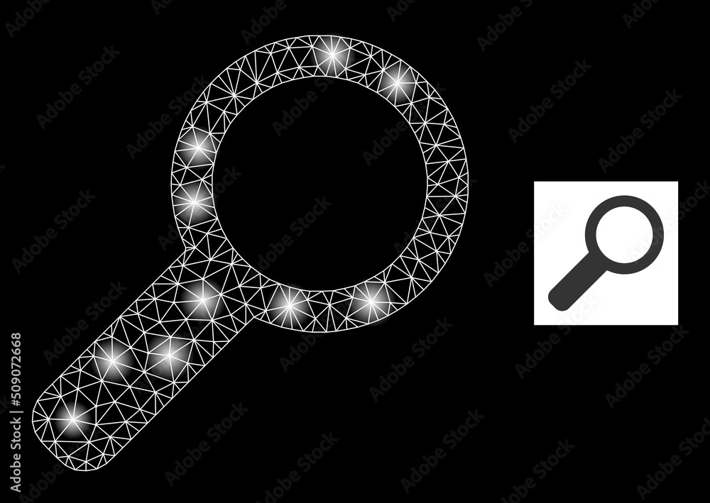 Poster flare mesh search constellation icon with light spots. illuminated vector constellation is created f