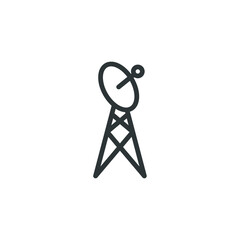 Vector sign of the Tower signal symbol is isolated on a white background. Tower signal icon color editable.
