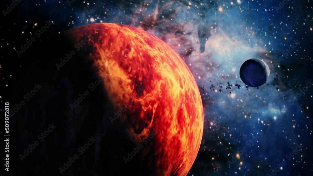 Poster abstract scence alien planet exploration through outer space towards center glowing milky way galaxy