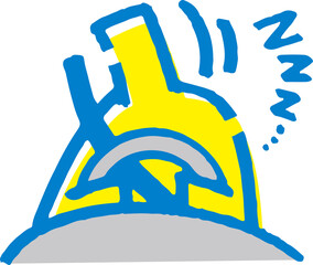 居眠り運転をする棒人間