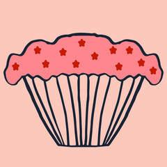 birthday cake isolated vector with cream decoration. Dessert for menu, postcard or holiday