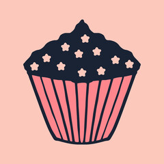 birthday cake isolated vector with cream decoration. Dessert for menu, postcard or holiday