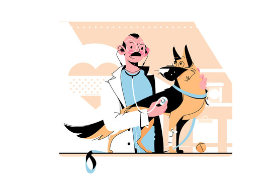 Professional veterinarian doctor with pet