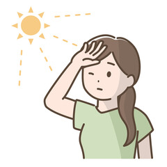 太陽の日差しを浴びる女性のイラスト