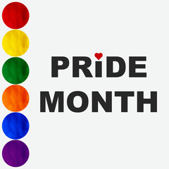 Pride month 2022 logo with rainbow flag colors circles. Symbol of pride, LGBT, sexual minorities, gays and lesbians. Vector illustration.