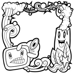hand drawn doodle Funny monsters Doodle  and Memo board space for text.