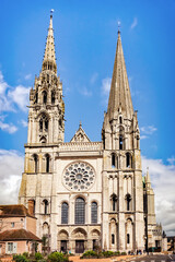 Chartres cathedral facade - obrazy, fototapety, plakaty