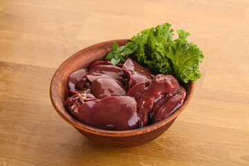 Raw chicken liver in the bowl