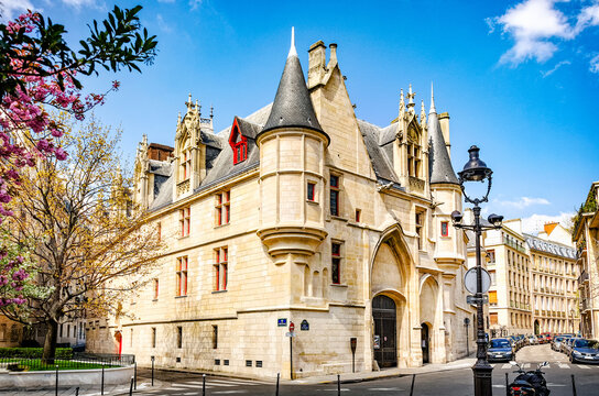 View of eclectic mansion Hotel de Sens in Paris. Built in style in between late Gothic and early Renaissance.