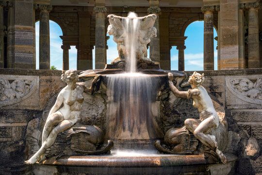 Fountain in Hever castle Italian garden. Creation was inspired by the Trevi fountain in Rome.