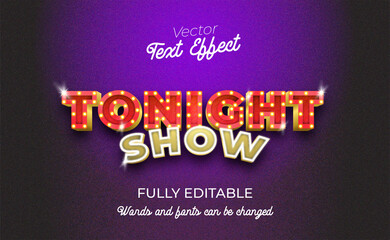 Tonight show editable text effect - obrazy, fototapety, plakaty