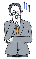がっかり落ち込むスーツ姿の壮年の男性のイラスト