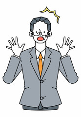 びっくり驚くスーツ姿のビジネスマンの男性のイラスト
