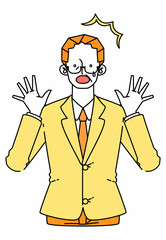 びっくり驚くスーツ姿のビジネスマンの男性のイラスト