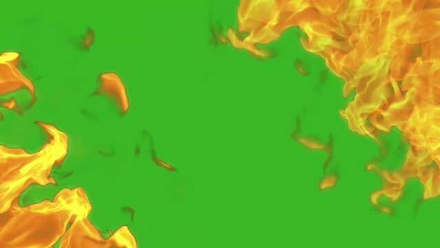 Burning Fire on a Green Background. Natural and realistic footage for video effects. Bonfire, Campfire, Fireplace, Flames. More elements in our portfolio.