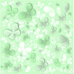 Background with butterflies. Mint background with butterflies. Lots of butterflies. Banner with butterflies.