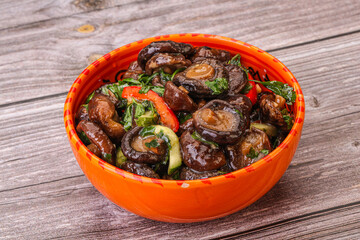Marinated shiitake mushrooms with herbs
