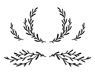 olive branches with leaves, wreath and border
