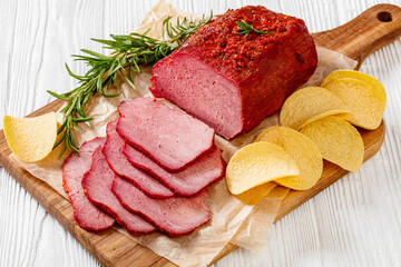 fresh sliced beef pastrami, roast beef meat