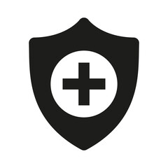Medical Shield or Protection security medicine Icon. Health cross medical symbol.