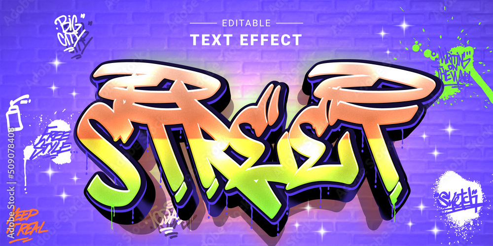 Poster Editable text style effect - Graffiti text style theme..