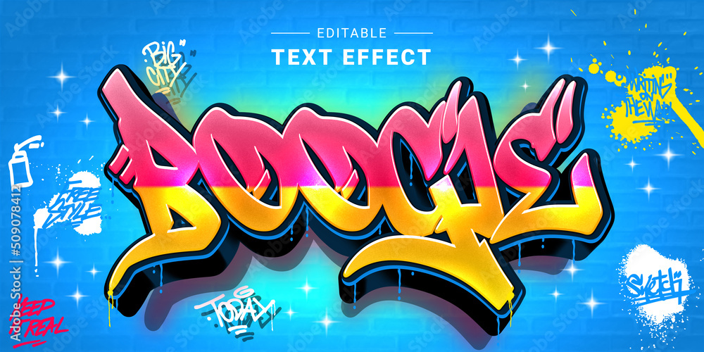 Poster Editable text style effect - Graffiti text style theme..