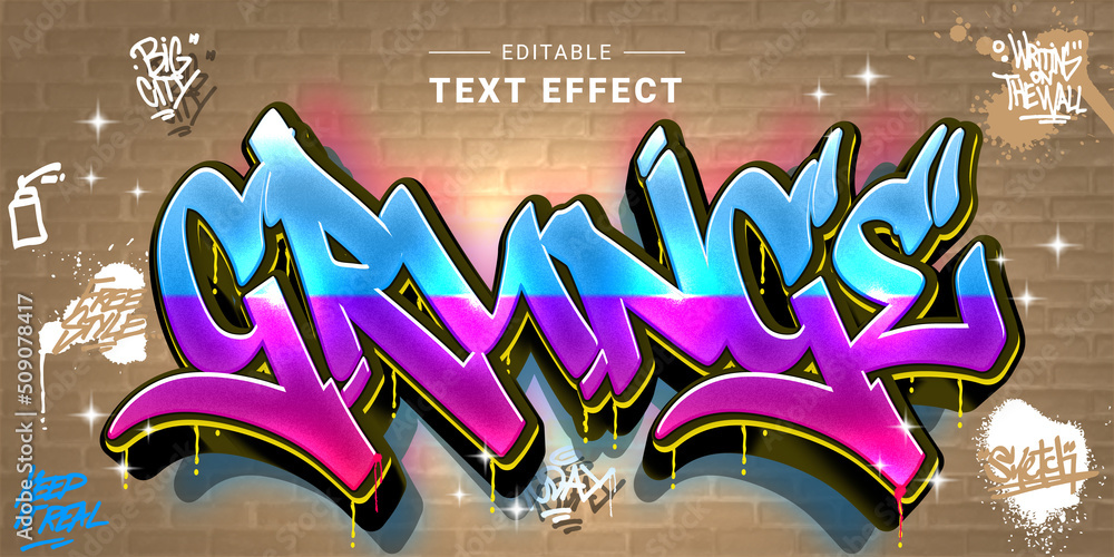 Poster Editable text style effect - Graffiti text style theme..