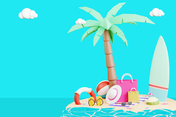 Fototapeta na wymiar 3D Hello Summer Holiday Illustration