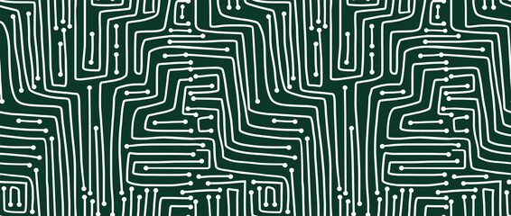 Seamless pattern. Computer circuit board.