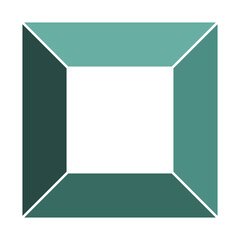 Square infographic template icon. Graphic symbol layout, green on white background. 4 separated steps diagram. Simple multicolored flat design.