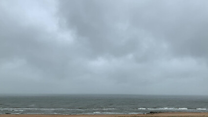 grey overcast sky over the sea