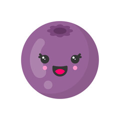 Fototapeta premium Cute smiling blueberry, isolated colorful vector fruit icon