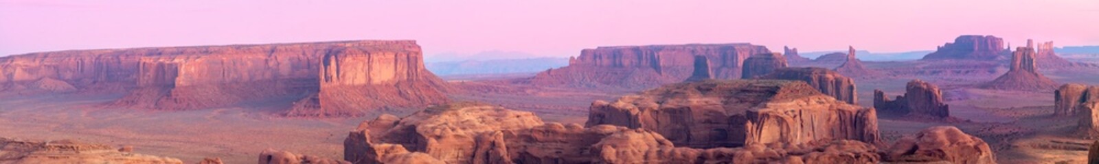 Sunrise at Monument Valley as viewed from Hunt's Mesa, Arizona-Utah State Line in the 4 Corners...