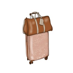 Suitcase Isolated On A White Background Hand Drawn Illustration