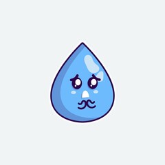 cute character water funny expression sad and cry in white background